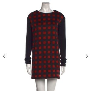 MAJE Dustique Plaid Sweater Dress Red and Black pockets Size 1 / Small